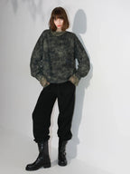 COCOBELLA Tie Dye Patchwork Pocket Crewneck Streetwear Cotton Blend Knit Sweatshirts