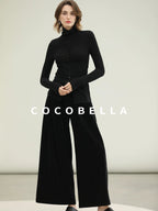 COCOBELLA Ultra Soft Minimalist Slim High Neck Button Long Sleeve Work Women T-Shirts