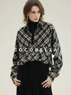 COCOBELLA Ultra Soft Minimalist Slim High Neck Button Long Sleeve Work Women T-Shirts