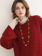 COCOBELLA Ultra Soft Stretch Minimal H Silhouette Long Sleeve Knit Cherry Red Dresses