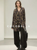 COCOBELLA Uv Protection Elegant Loose Ruffle Asymmetric Long Sleeve Printed Shirts