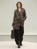 COCOBELLA Uv Protection Elegant Loose Ruffle Asymmetric Long Sleeve Printed Shirts