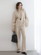 COCOBELLA Versatile 3D Tailored Relaxed Straight Leg Natural Waist Knitted Women Pants