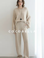 COCOBELLA Versatile 3D Tailored Relaxed Straight Leg Natural Waist Knitted Women Pants