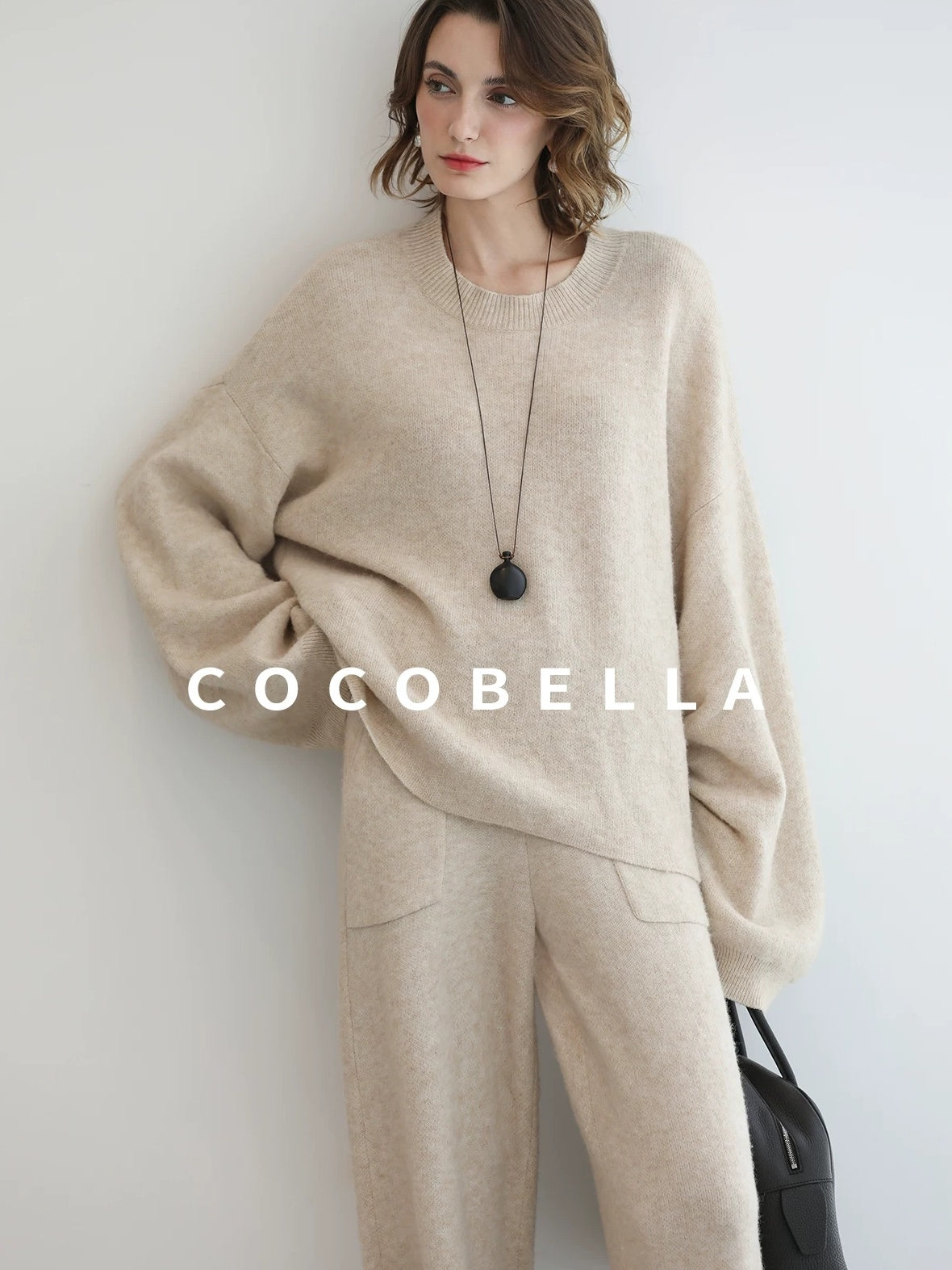 COCOBELLA Versatile 3D Tailored Relaxed Straight Leg Natural Waist Knitted Women Pants