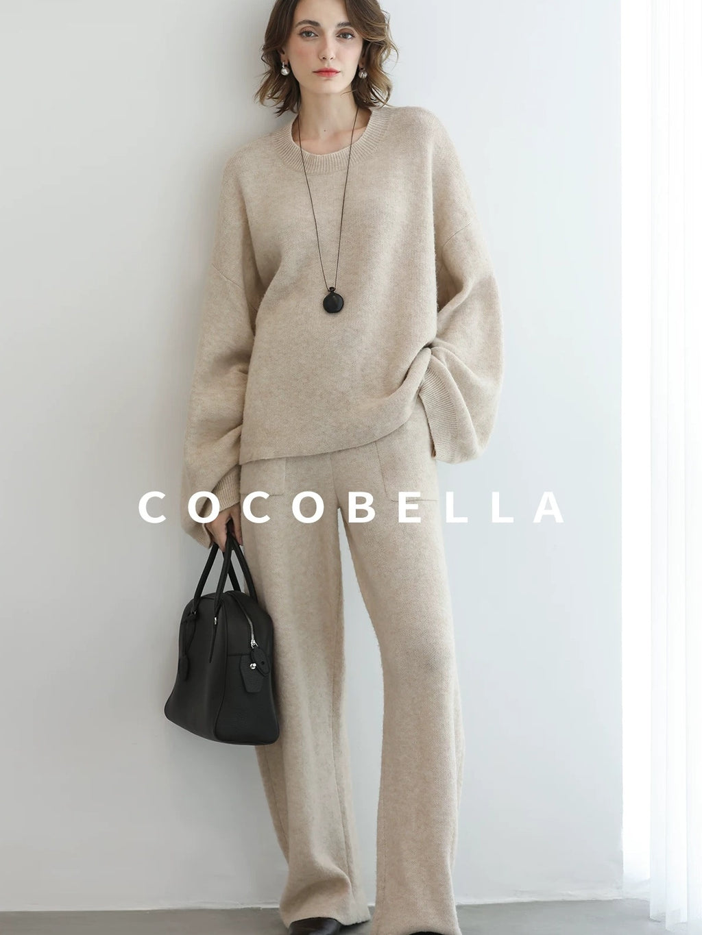 COCOBELLA Versatile 3D Tailored Relaxed Straight Leg Natural Waist Knitted Women Pants