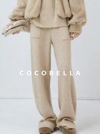 COCOBELLA Versatile Minimalist Knit Tailored Curved Leg Elastic Waist Women Pants