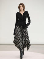 COCOBELLA Vintage Asymmetric A Line Mid Waist Loose Fit City Commute Midi Skirts