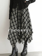 COCOBELLA Vintage Asymmetric A Line Mid Waist Loose Fit City Commute Midi Skirts