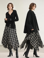 COCOBELLA Vintage Asymmetric A Line Mid Waist Loose Fit City Commute Midi Skirts