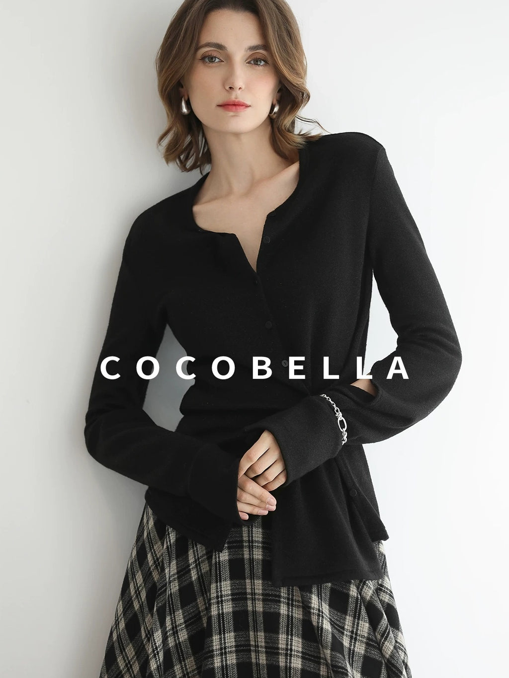 COCOBELLA Vintage Asymmetric A Line Mid Waist Loose Fit City Commute Midi Skirts