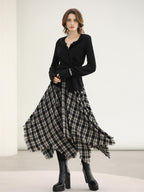 COCOBELLA Vintage Asymmetric A Line Mid Waist Loose Fit City Commute Midi Skirts