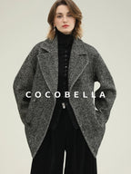 COCOBELLA Vintage Herringbone Double Breasted Straight Cut Midlength Commuter Jackets