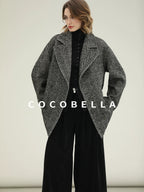 COCOBELLA Vintage Herringbone Double Breasted Straight Cut Midlength Commuter Jackets