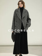 COCOBELLA Vintage Herringbone Double Breasted Straight Cut Midlength Commuter Jackets
