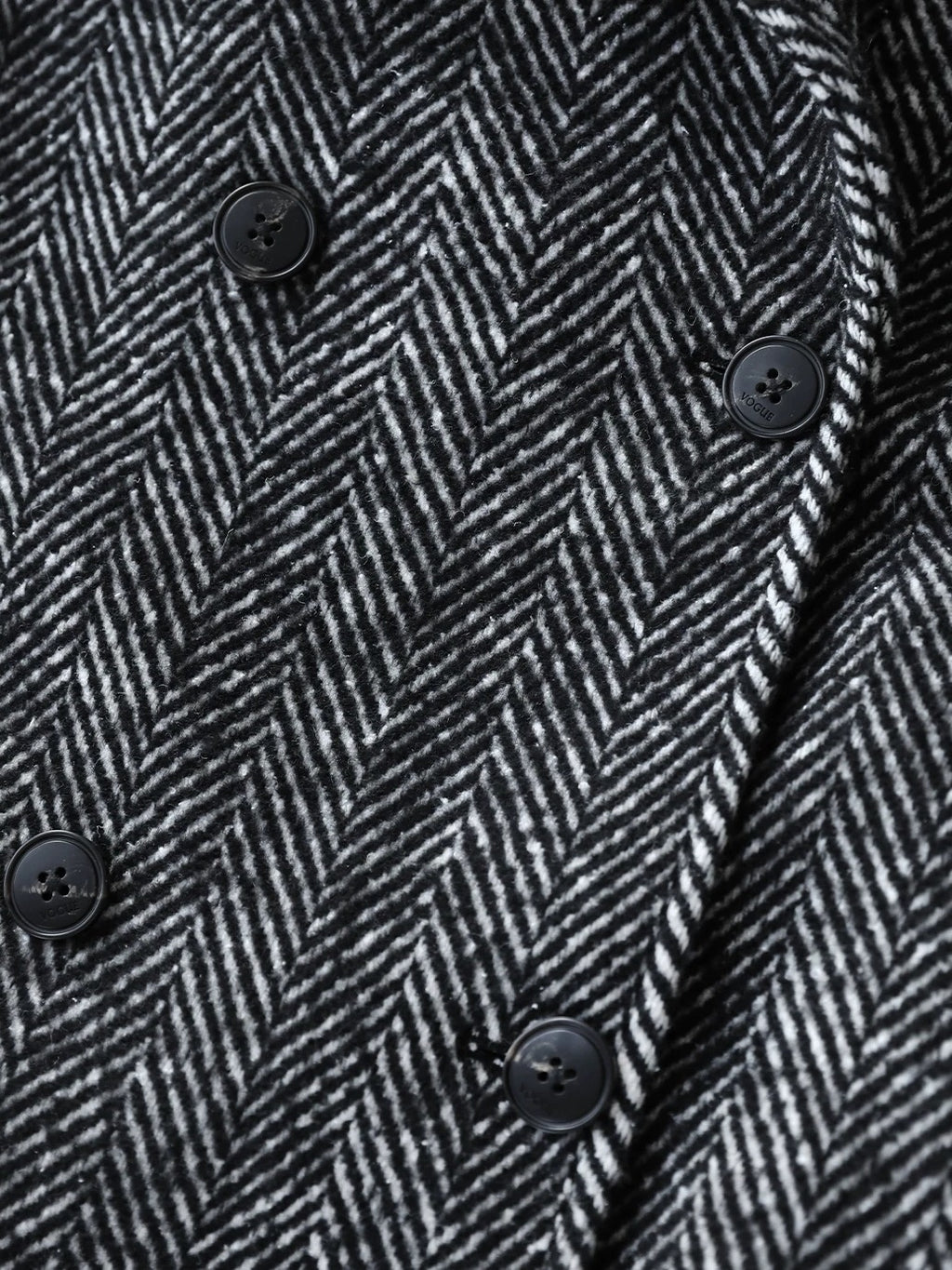 COCOBELLA Vintage Herringbone Double Breasted Straight Cut Midlength Commuter Jackets