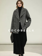 COCOBELLA Vintage Herringbone Double Breasted Straight Cut Midlength Commuter Jackets