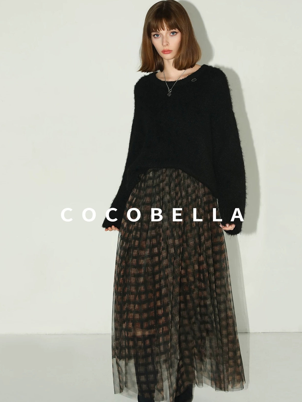 COCOBELLA Vintage Pleated Mesh A Line Mid Waist Printed Maxi Women Travel Date Skirts