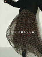 COCOBELLA Vintage Pleated Mesh A Line Mid Waist Printed Maxi Women Travel Date Skirts