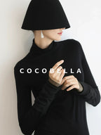 COCOBELLA Viscose Blend Minimal Slim Fit High Neck Mesh Long Sleeve Women T-Shirts