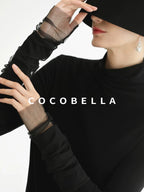 COCOBELLA Viscose Blend Minimal Slim Fit High Neck Mesh Long Sleeve Women T-Shirts