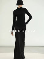 COCOBELLA Viscose Blend Minimal Slim Fit High Neck Mesh Long Sleeve Women T-Shirts