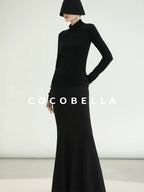 COCOBELLA Viscose Blend Minimal Slim Fit High Neck Mesh Long Sleeve Women T-Shirts