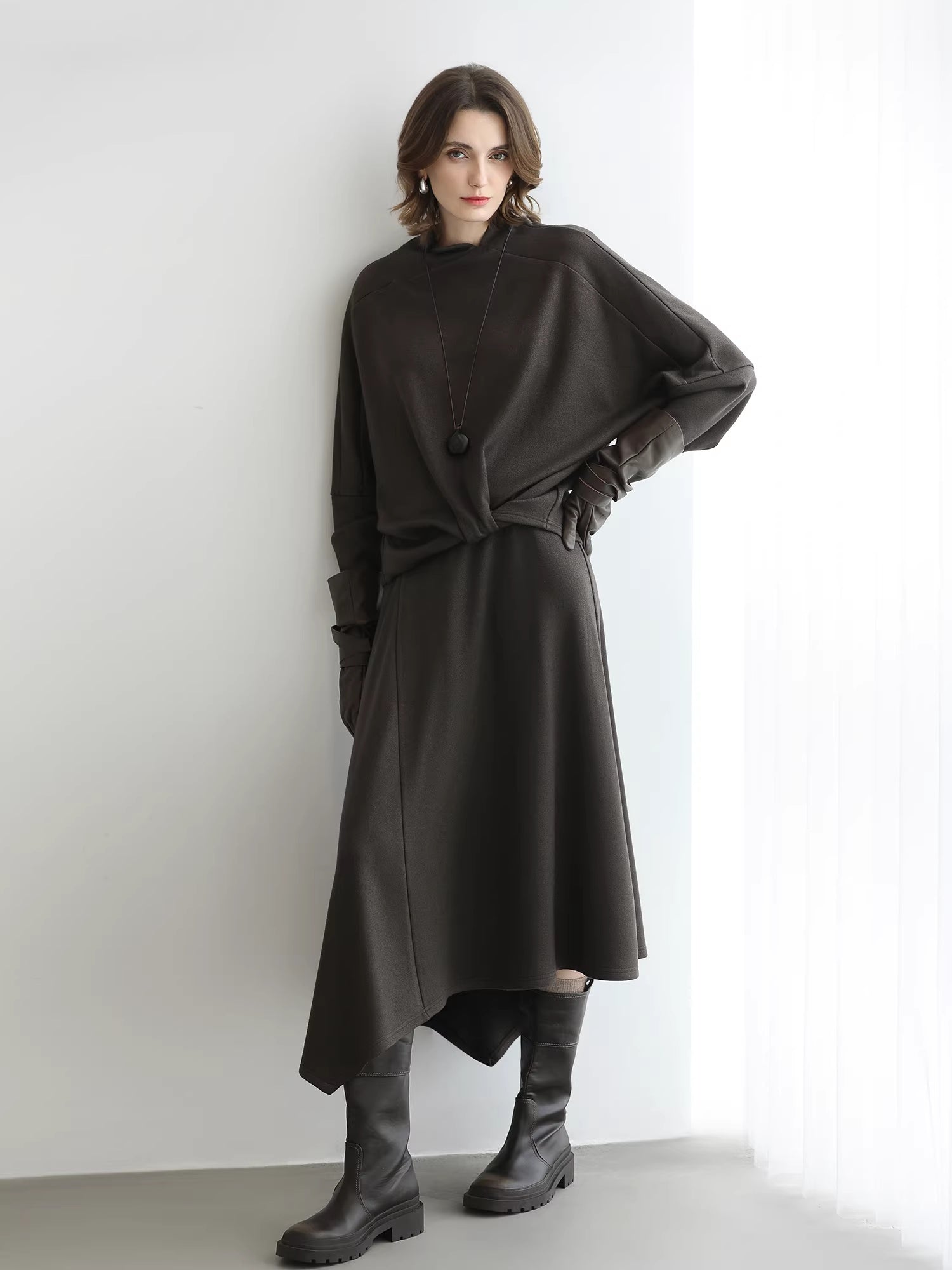 COCOBELLA_Viscose_Blend_Patchwork_Elegant_Loose_Fit_Stand_Collar_Women_Knit_Sweater_MISSTT