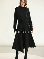 COCOBELLA Viscose Blend Patchwork Elegant Loose Fit Stand Collar Women Knit Sweater