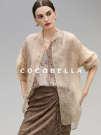 COCOBELLA Viscose Blend Stand Collar Straight Fit Long Sleeve Button T-Shirts