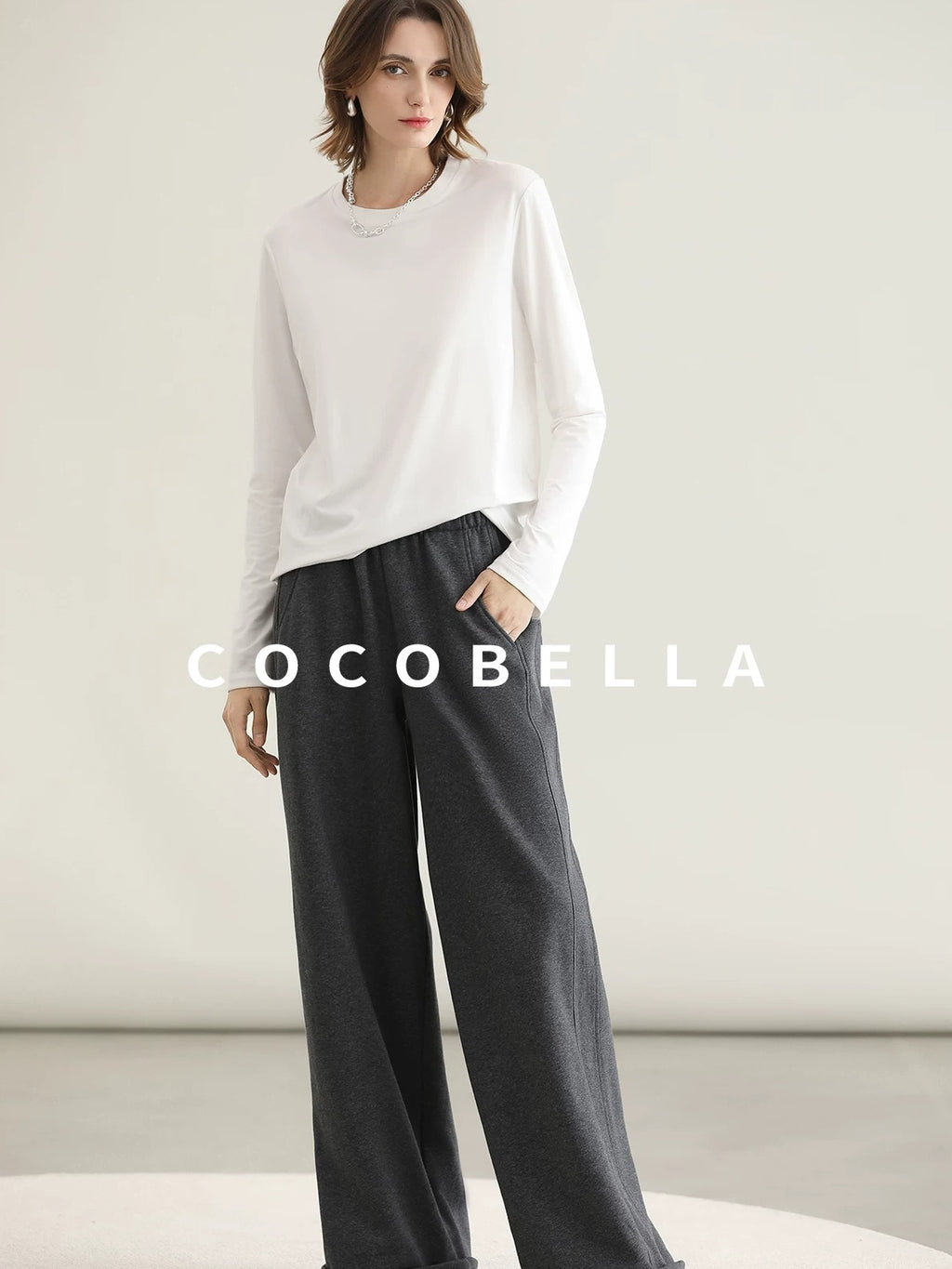 COCOBELLA Viscose Blend Straight Fit Ol Office Crew Neck Long Sleeve T Shirt Women Shirts