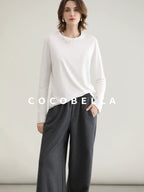COCOBELLA Viscose Blend Straight Fit Ol Office Crew Neck Long Sleeve T Shirt Women Shirts