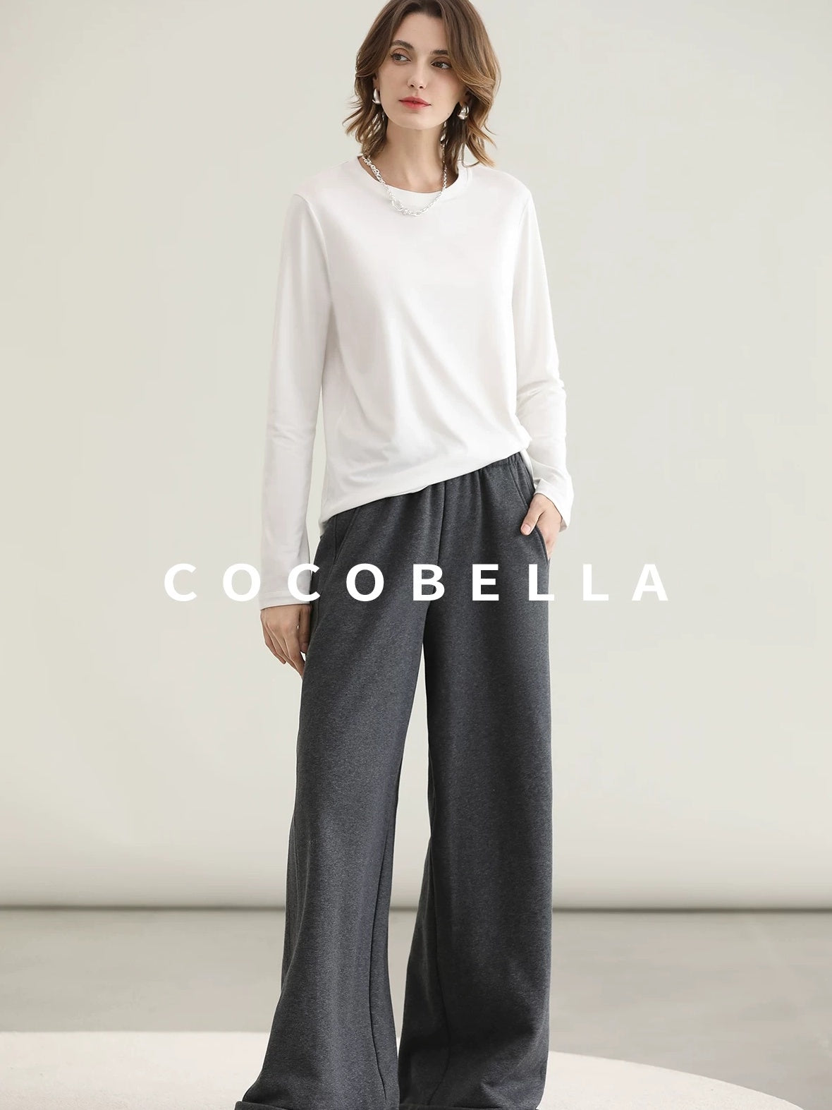 COCOBELLA Viscose Blend Straight Fit Ol Office Crew Neck Long Sleeve T Shirt Women Shirts