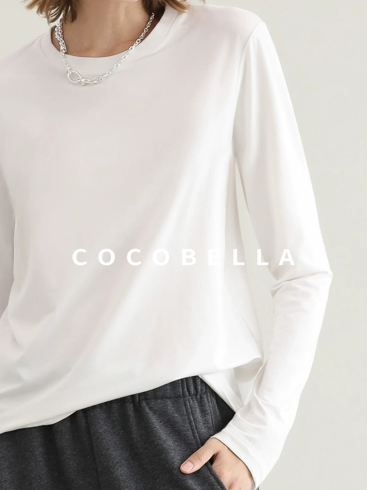 COCOBELLA Viscose Blend Straight Fit Ol Office Crew Neck Long Sleeve T Shirt Women Shirts