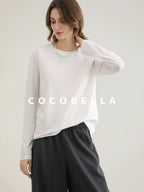 COCOBELLA Viscose Blend Straight Fit Ol Office Crew Neck Long Sleeve T Shirt Women Shirts