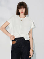 COCOBELLA Viscose Cotton Blend Office Straight Cut Crew Neck Short Sleeve Black T-Shirts
