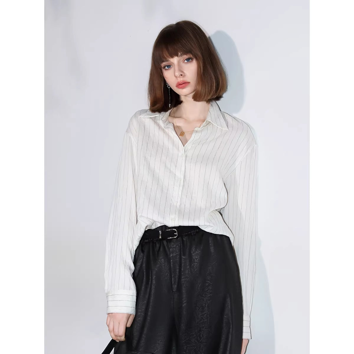 COCOBELLA_Viscose_Linen_Blend_Straight_Women_Striped_Long_Sleeve_Shirts_MISSTT