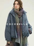 COCOBELLA Warm 90Pc White Duck Down Commuter Straight Embroidered Short Cotton Down Jackets