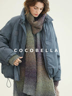 COCOBELLA Warm 90Pc White Duck Down Commuter Straight Embroidered Short Cotton Down Jackets