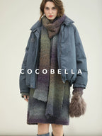 COCOBELLA Warm 90Pc White Duck Down Commuter Straight Embroidered Short Cotton Down Jackets
