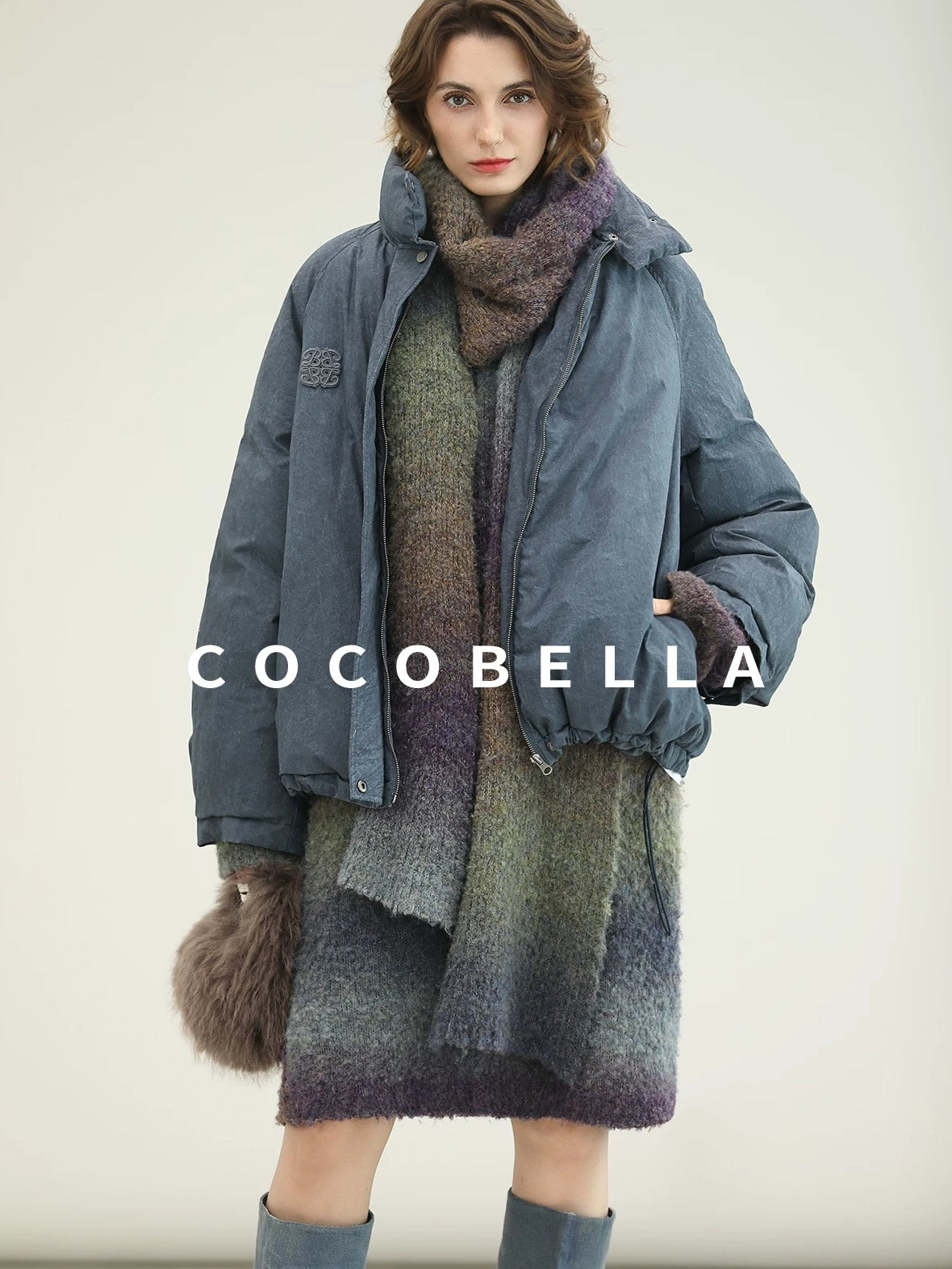 COCOBELLA Warm 90Pc White Duck Down Commuter Straight Embroidered Short Cotton Down Jackets