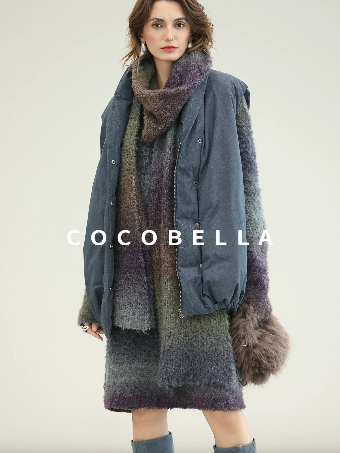 COCOBELLA Warm 90Pc White Duck Down Commuter Straight Embroidered Short Cotton Down Jackets