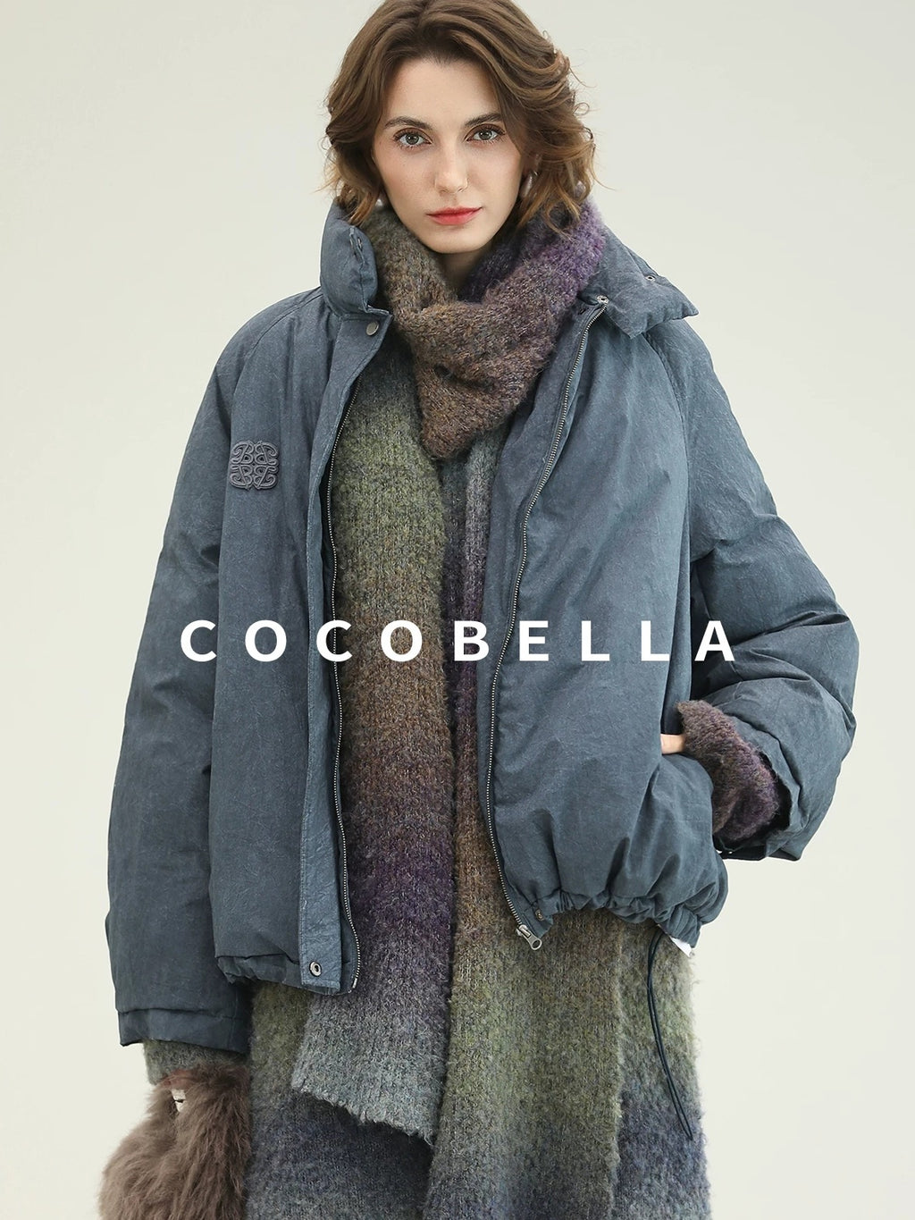 COCOBELLA Warm 90Pc White Duck Down Commuter Straight Embroidered Short Cotton Down Jackets