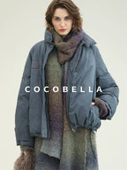 COCOBELLA Warm 90Pc White Duck Down Commuter Straight Embroidered Short Cotton Down Jackets