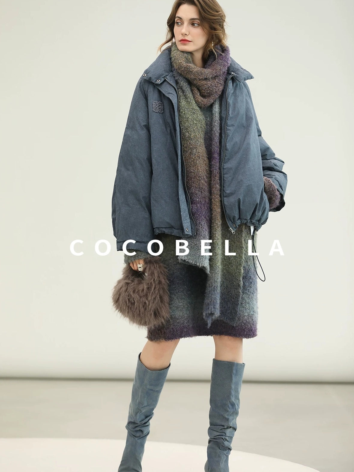 COCOBELLA Warm 90Pc White Duck Down Commuter Straight Embroidered Short Cotton Down Jackets