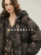 COCOBELLA Warm 90 Percent White Duck Down Ombre Mid Length Office Down Jackets