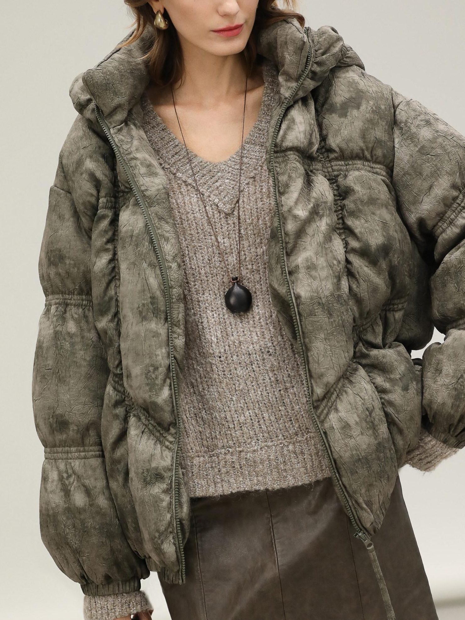 COCOBELLA Warm 90 Percent White Duck Down Ombre Mid Length Office Down Jackets