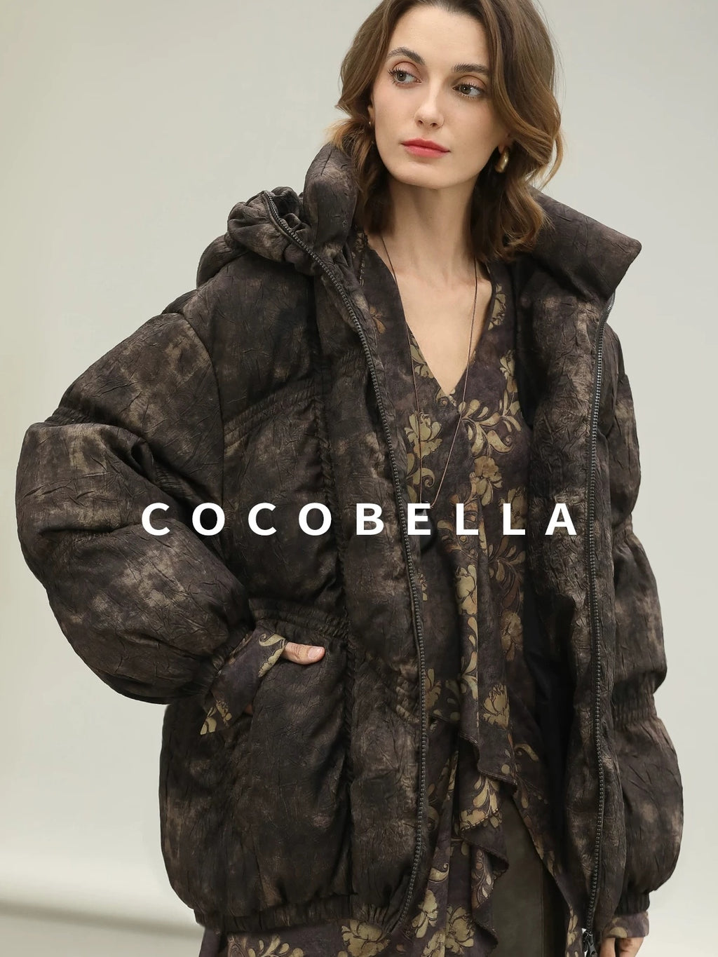 COCOBELLA Warm 90 Percent White Duck Down Ombre Mid Length Office Down Jackets