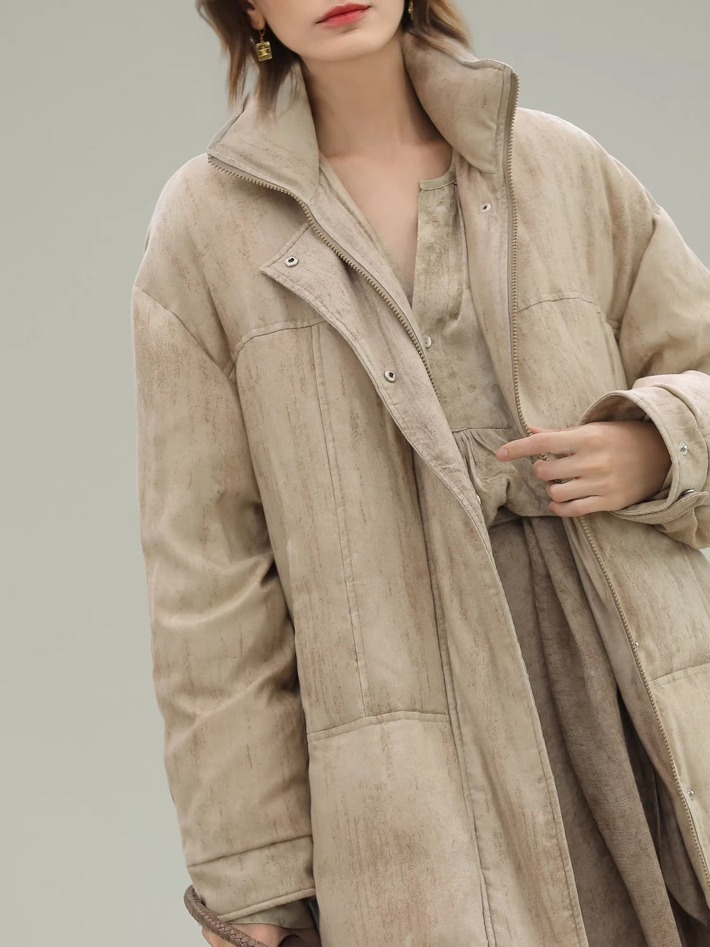 COCOBELLA_Warm_90%_White_Duck_Down_Straight_Midlength_City_Lyocell_Champagne_Down_Jackets_MISSTT