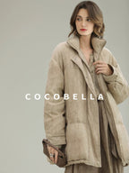 COCOBELLA Warm 90% White Duck Down Straight Midlength City Lyocell Champagne Down Jackets